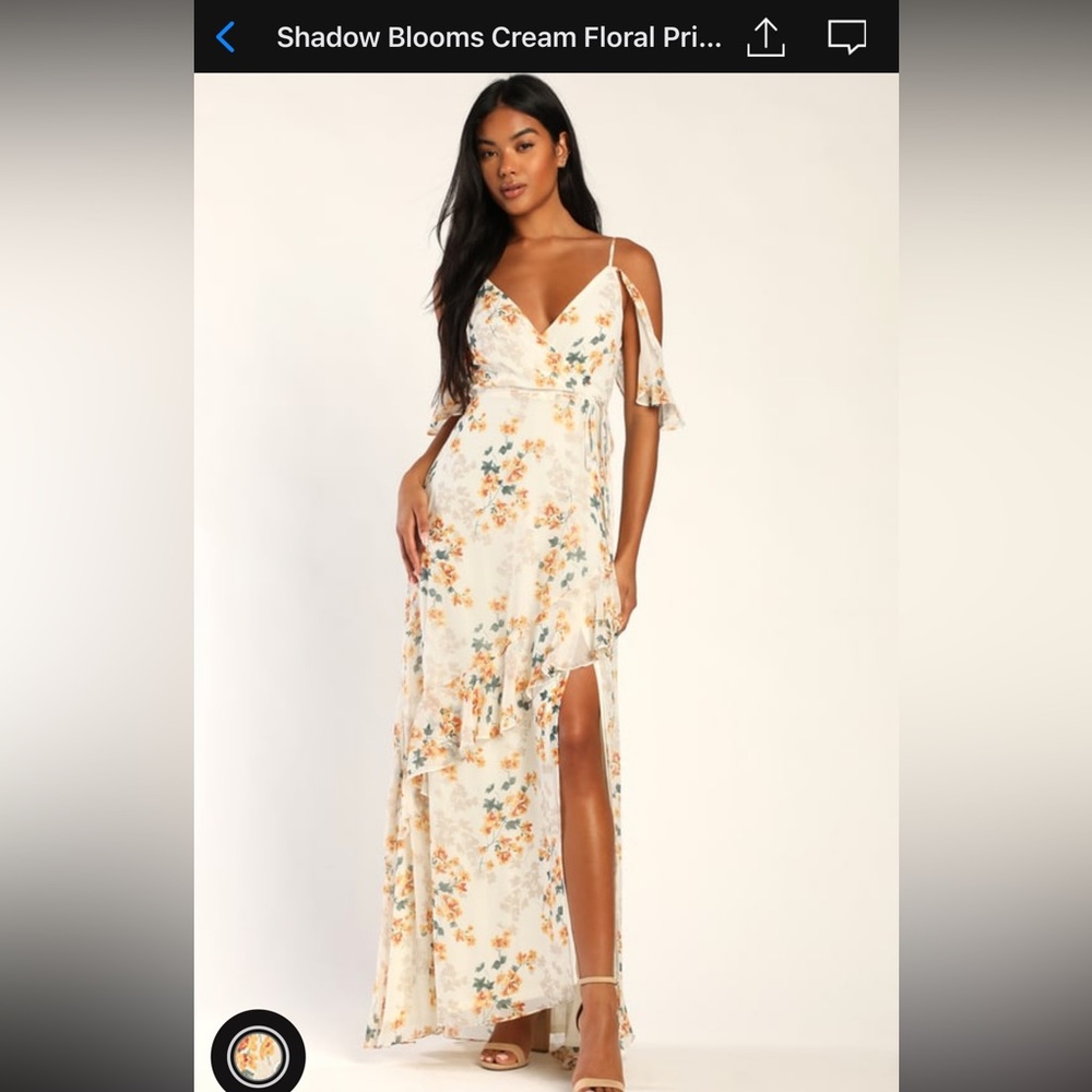 Shadow Blooms Cream Floral Print Ruffled
Maxi Dress - Picture 3 of 4